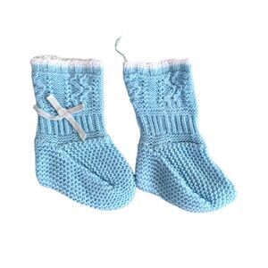 🌵Vintage Baby Girl/Boy Blue Crotchet Knitted Booties Socks🌵